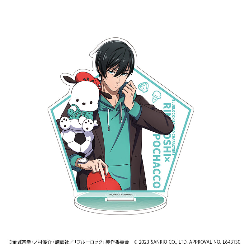 キャラアクリルフィギュア ブルーロック×サンリオキャラクターズ 糸師凛×ポチャッコ バストアップデザイン(描き下ろしイラスト)