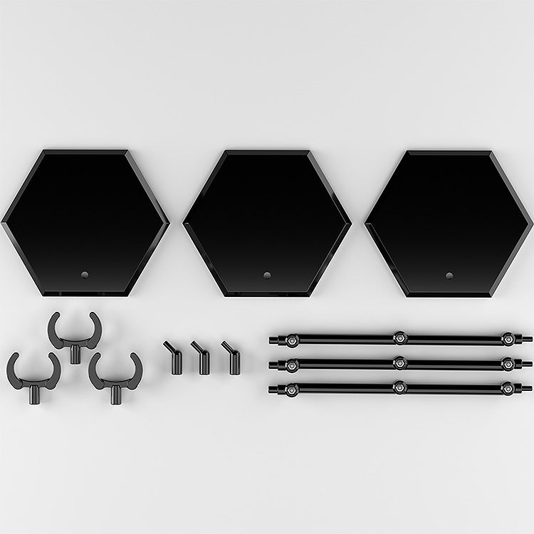 THE シンプルスタンド×3 BLACK【フィギュア＆模型用】〈HEX〉タイプ