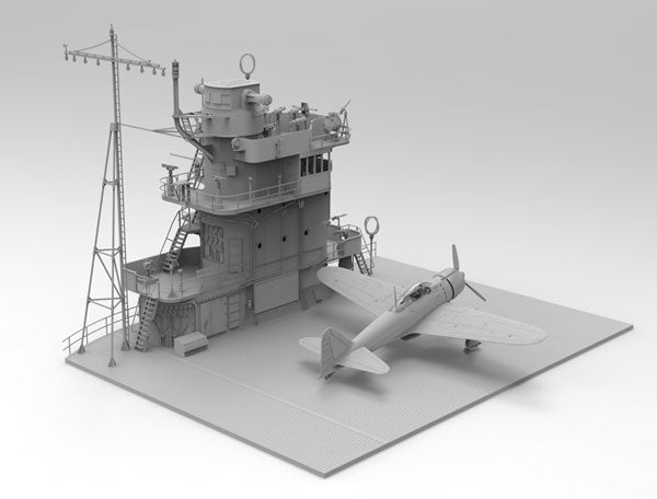 【決算セール対象！】 1/35 日本海軍 空母 赤城 艦橋 w/飛行甲板+零式艦上戦闘機
