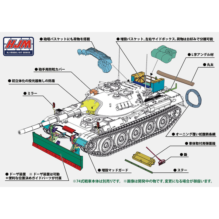 1/35 HJモデルキットシリーズ 74式戦車用ドーザ装置＆アクセサリーパーツセット