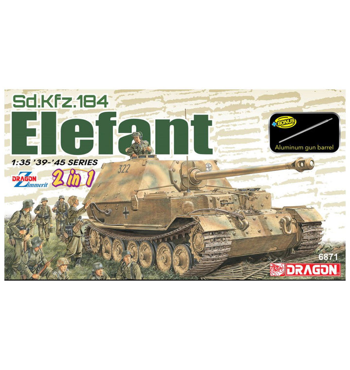DRAGON（ドラゴン） WW.II ドイツ軍 Sd.Kfz.184エレファント 重駆逐戦車(2in1キット) 1/35スケール 未塗装組立キット