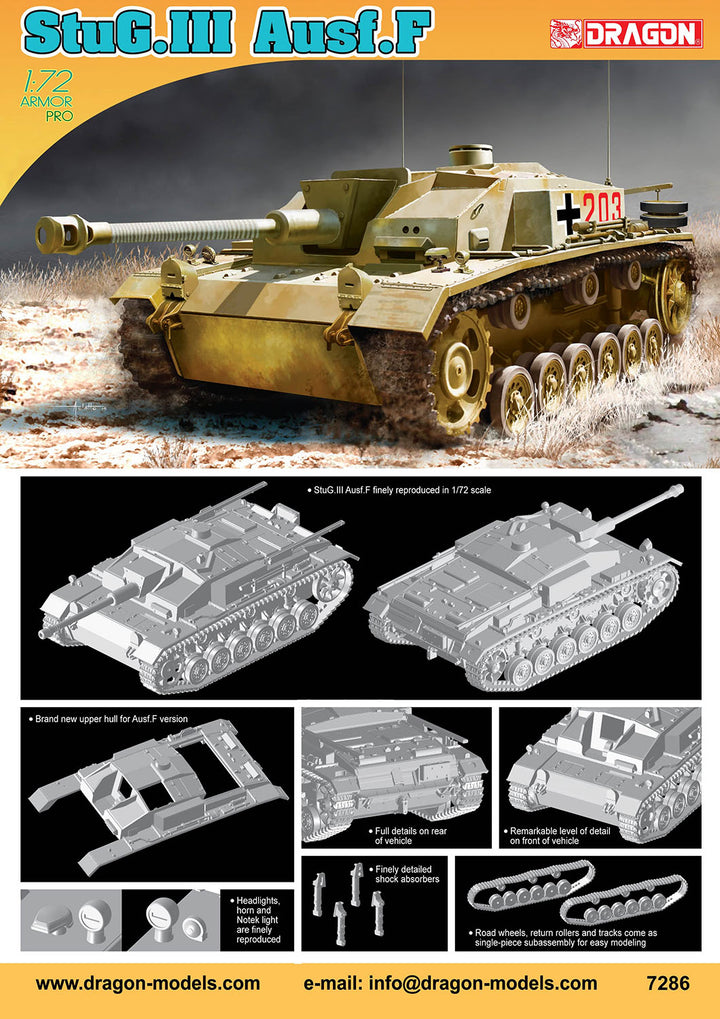 DRAGON(ドラゴン) WW.II ドイツ軍 III号突撃砲 F型 1/72スケール 未塗装組立キット