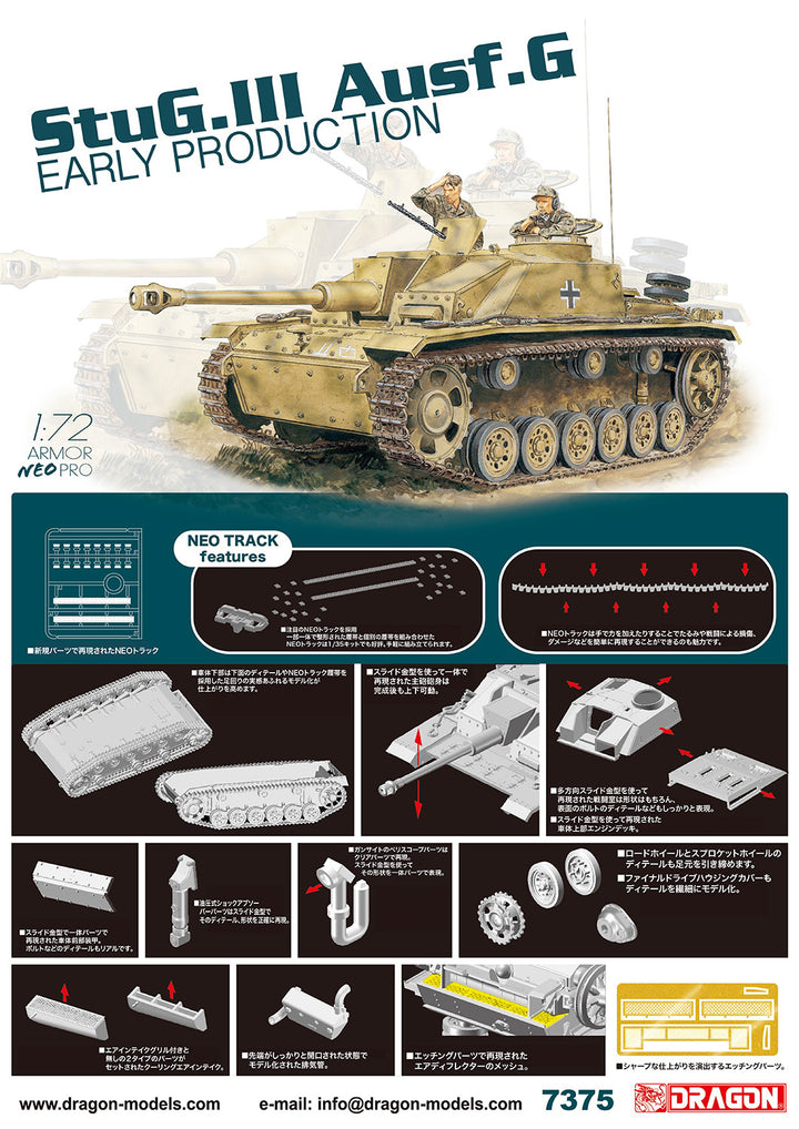DRAGON(ドラゴン) WW.II ドイツ軍 III号突撃砲G型 初期生産型 NEOトラック付属 1/72スケール 未塗装組立キット
