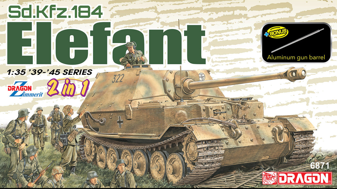DRAGON（ドラゴン） WW.II ドイツ軍 Sd.Kfz.184エレファント 重駆逐戦車(2in1キット) 1/35スケール 未塗装組立キット